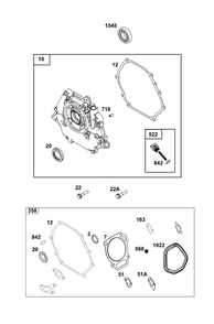 Crankcase Cover/Sump Group Diagram and Parts List for 19N236-0004-G1 100000 - 19Z999 Briggs and Stratton Engine
